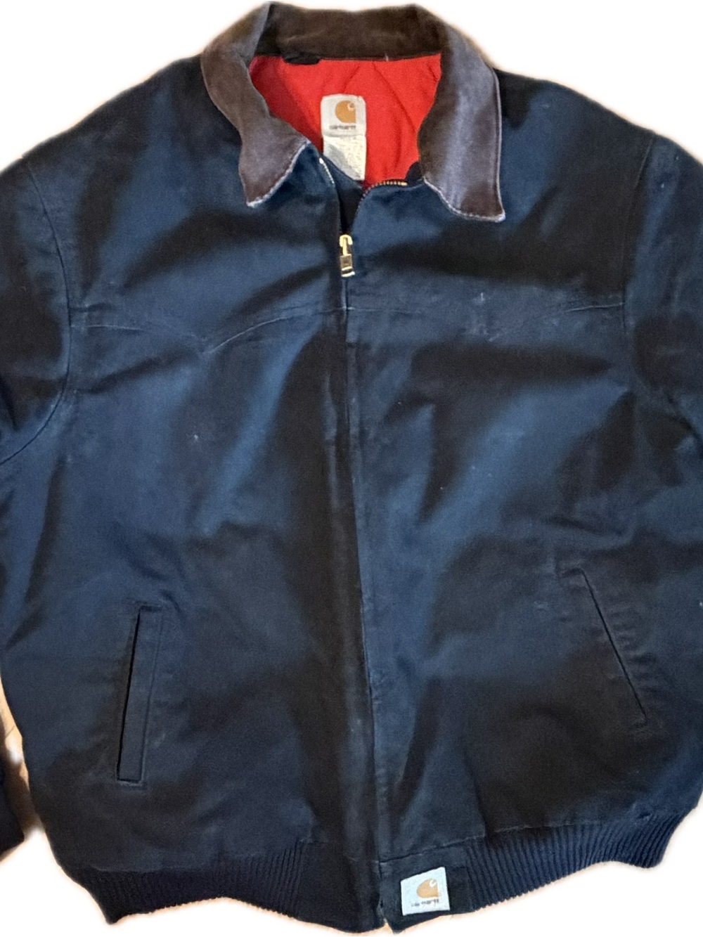 Vintage Carhartt J13 BLK Santa Fe Jacket 2XL Tall Black USA Union Made Red Lined